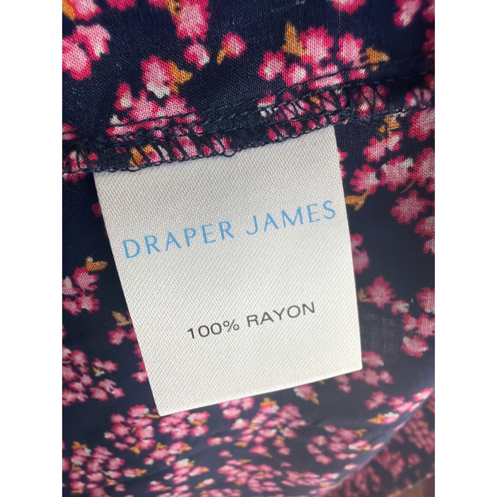 Draper James Dress Women XS Navy Pink Floral Tiered Midi Ruffle Cottagecore Darl - Picture 11 of 12